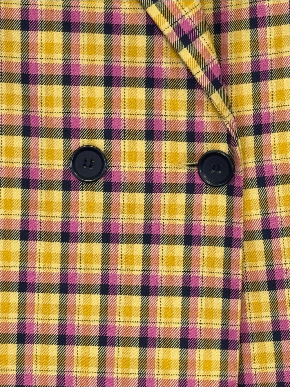Topshop Pink and Yellow Plaid Double-Breasted Blazer - Picture 2 of 7